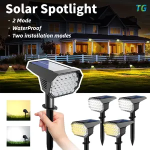 TG Solar Powered 2/4 Pack Outdoor Spot Lights 24 LEDs Waterproof Dusk to Dawn for New Year's Decorations Tree Snowman Garden Lighting Eco-Friendly Choice