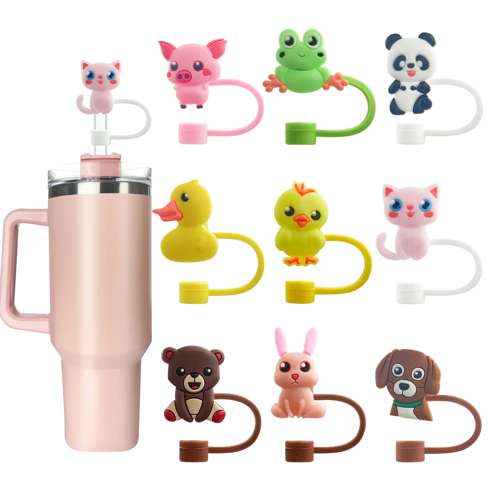 Velaco 9 PCS Silicone Straw Covers Compatible with Stanley Cups, Dust-Proof Straw Caps for Water Bottles