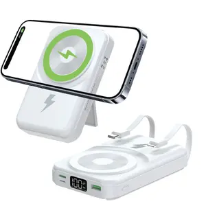 Foldable Magnetic 10000mAh Powerhouse – Hidden Stand & Dual Cable System, Charge 5 Devices at Once – Shared Power, Zero Delay (22.5W Wired/15W Wireless) with Smart LED Display – Fully Compatible with iOS & Android | Ultimate Game-Changer