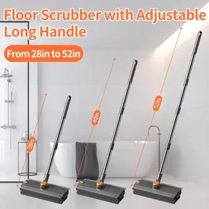 Scrub Floor Brush with Long Broom Squeegee,180 °   Rotating Stiff Bristle Cleaning Brush with Adjustable Squeegee for Supplies,graduation gifts,Summer Day Bundle