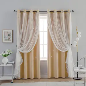 Modern Blackout Heavy Curtain, Double Layer Design for Bedroom and Living Room, Blackout Window Cover, Elegant Princess Style, Essential Home Decor