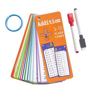 Cross-Border Flashcards 15 Math Addition Number Cards Erasable Reusable Learning Cards Educational Toy Set with Two Pens and One Ring