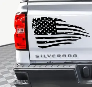 Tattered Arched American Flag Horizontal Decal – High-Quality Patriotic Sticker | Thrilling Signs