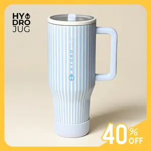 HydroJug Traveler 40 oz Water Bottle with Handle & Flip Straw Fits in Cup Holder Leak Resistant Tumbler Reusable Insulated Stainless Steel Rubber Base Gifts for Women Men Cape Cod