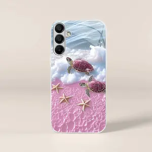 Cute tropical summer vacation phone case, clear coastal island ocean bumper for Galaxy A15 — 975