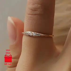 925 sterling silver ring, engagement ring, small and exquisite. Ladies' ring, simple classic ring, gift jewelry box, suitable for birthday gifts, holiday gifts, Valentine's Day gifts, Suitable for daily wear bracelet stack friendship bracelets