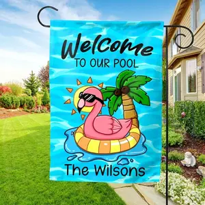 Custom Welcome Pool Flag | Outdoor Garden Decor for Pool House & Yard Entry | Housewarming Gift