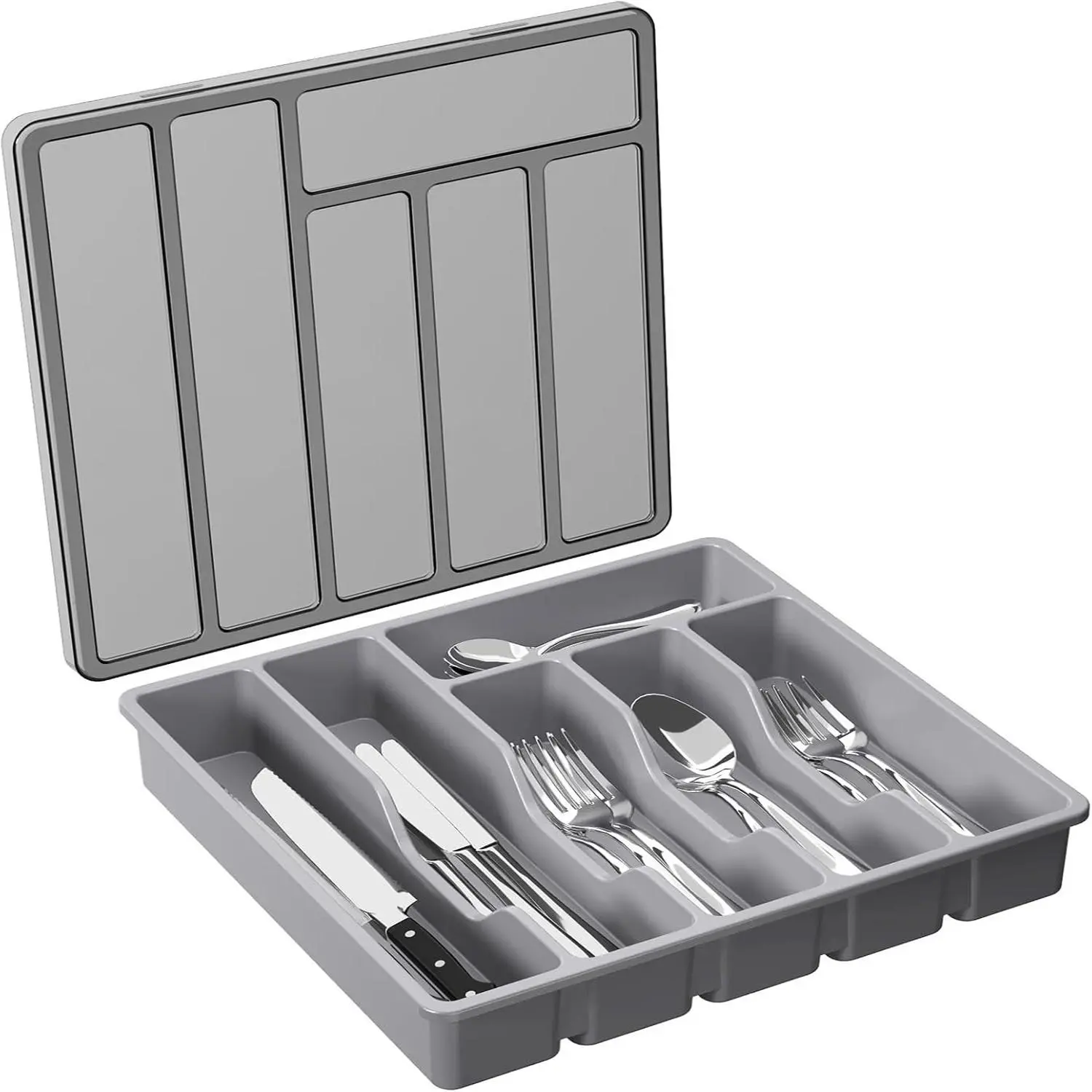 Kitchen Drawer Storage Box, Cutlery Storage Box with Lid, Tableware Storage Tray, Kitchen Utensil Organizer, Home Organizer