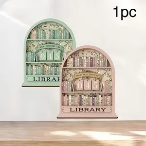 Annual Reading Recorder Wooden Library Bookshelf Ornament, Wooden Home Sign, Reading Goal Counter, Perfect Gift for Book Lovers, Home Decor Accessory, Room Decor, Decoration, Decorative