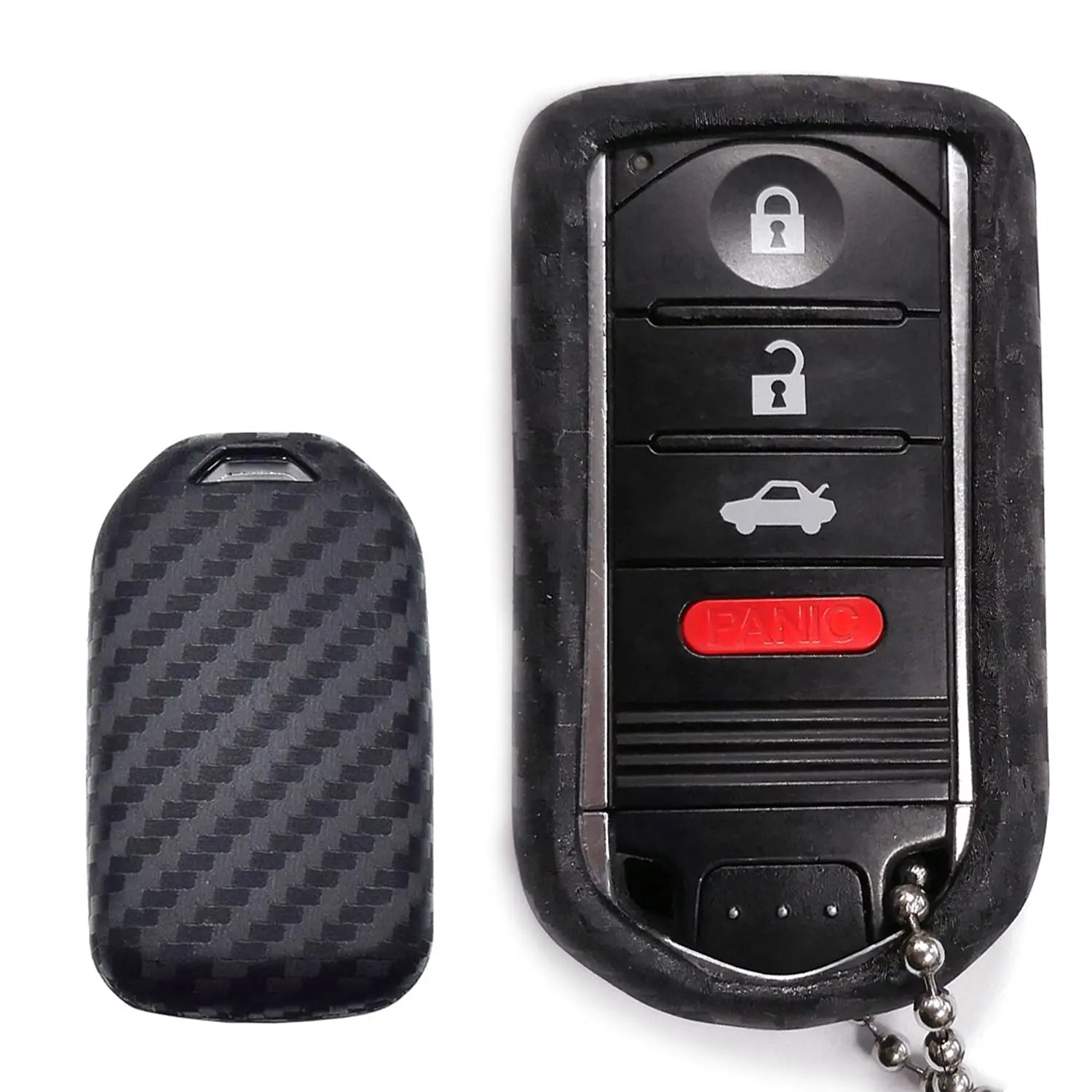 iJDMTOY Carbon Fiber Finish Soft Silicone Key Fob Cover For Acura ILX TL RDX ZDX 3/4 Buttons Keyless Fob Smart Key (Black Twill Weave Pattern)