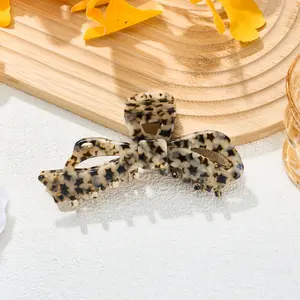 12*6 Women's Elegant Leopard Print Hair Claw, 2026 New Fashion Bow Design Hair Claw Clip for Girls, Trendy All-match Hair Accessories for Hairstyle Decor (HTBMY-003)