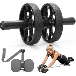 Ab Roller Wheel for Beginners to Pros, Ab Roller with Adjustable & Detachable Resistance Band, Core Workout Equipment for Home Gym, Abdominal Wheel with Ex