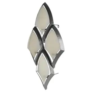 HomeRoots 608434 36 in. Silver & Gray Geometric Glass & Metal Wall Sconce Candle Holder, Pillar Candle Light Decoration, Ideal Gift for Home Decor