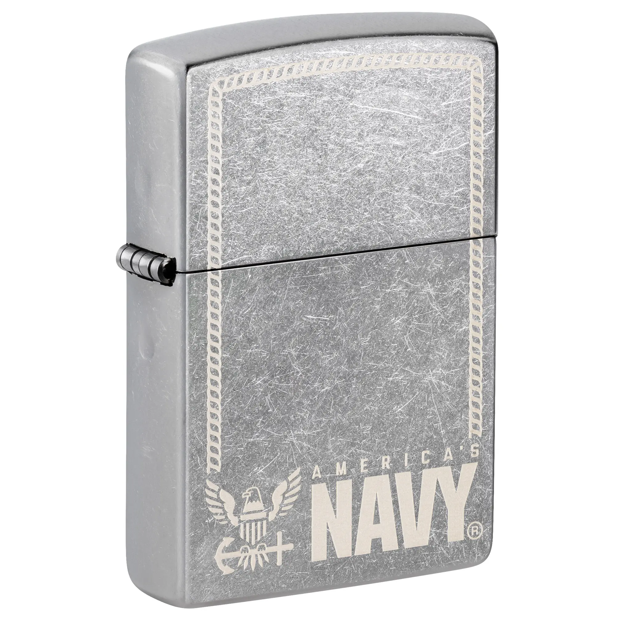 Zippo United States Navy America's Navy Design Street Chrome Pocket Lighter - Made in USA