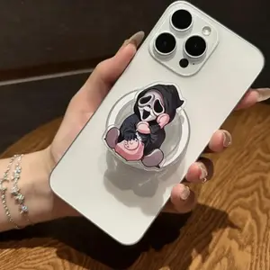 Spooky Hoodie Cartoon Acrylic Phone Grip with Folding Stand – Funny Horror Aesthetic Phone Holder