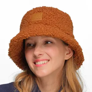 C.C Ultra-Cozy Sherpa Bucket Hat with Signature C.C Rubber Patch for Women - Stylish and Warm Accessory for Effortless Winter Chic Teddy Fresh Helmet fur