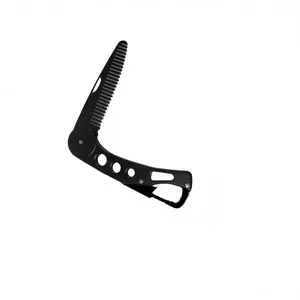 1-Piece Portable Stainless Steel Beard Comb | Sturdy Men's Grooming Tool With Double-Sided Fine & Coarse Teeth, Foldable Pocket Design With Hanging Hook, Ideal For Travel, Gym And Daily Styling