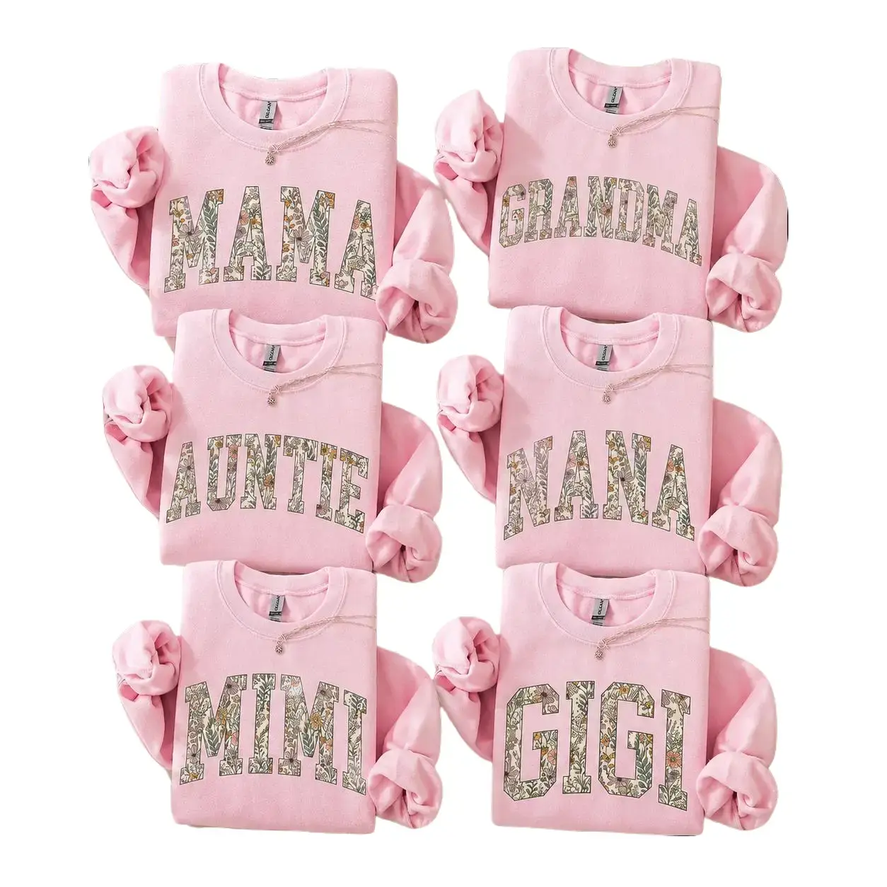 Personalized Mama Grandma Mimi Gigi Sweatshirt, Custom Family Name Crewneck, Floral Varsity Sweatshirt, Matching Family Sweatshirt, Mother's Day Gift for Mom Grandma-DarkFlex