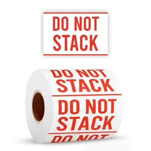 StickerJet Do Not Stack Stickers Roll, 500 Count, Bold Handling Labels, Easy Peel & Stick, Premium Self-Adhesive Paper, Durable Warning Labels for Boxes & Packaging