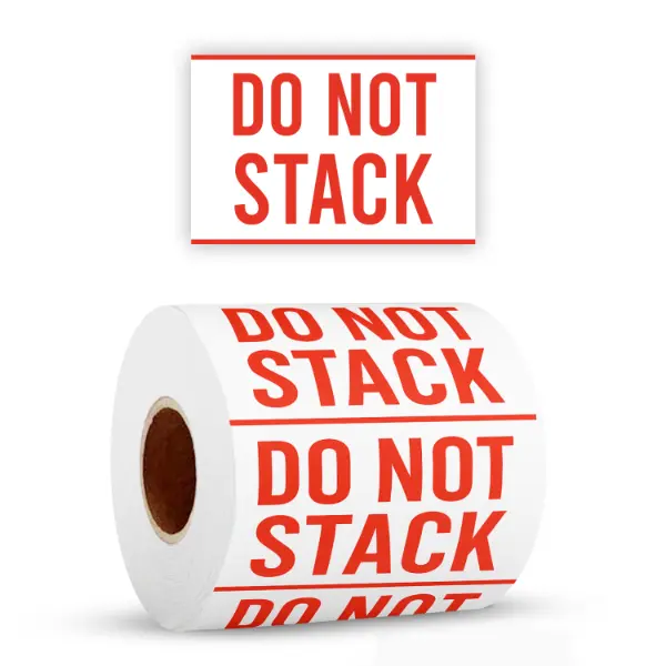 StickerJet Do Not Stack Labels - Roll Format, 500 Stickers/Roll, Premium Self-Adhesive Paper, Easy Dispensing, Bold High-Res Printing, Durable Cardboard Moving Box Logistics Handling Tags (Office Stationery)