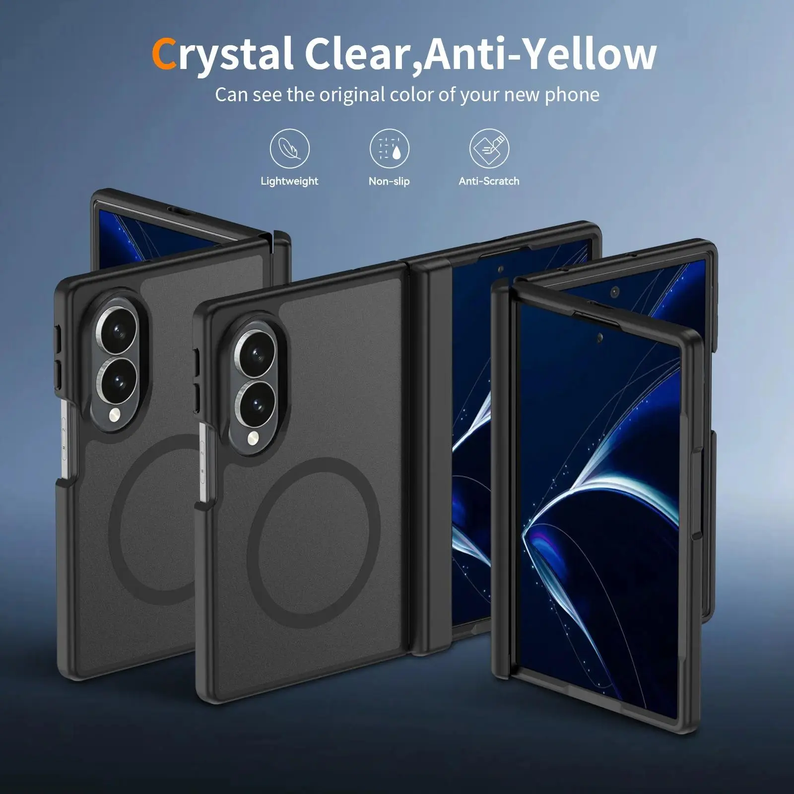 HAY Skin-Feel Frosted Hinge Phone Case for Samsung Galaxy Z Fold 8, TPU Frame, Translucent Plastic Magnetic Back, Full Coverage Protection Personalized Mobile Phone Accessories