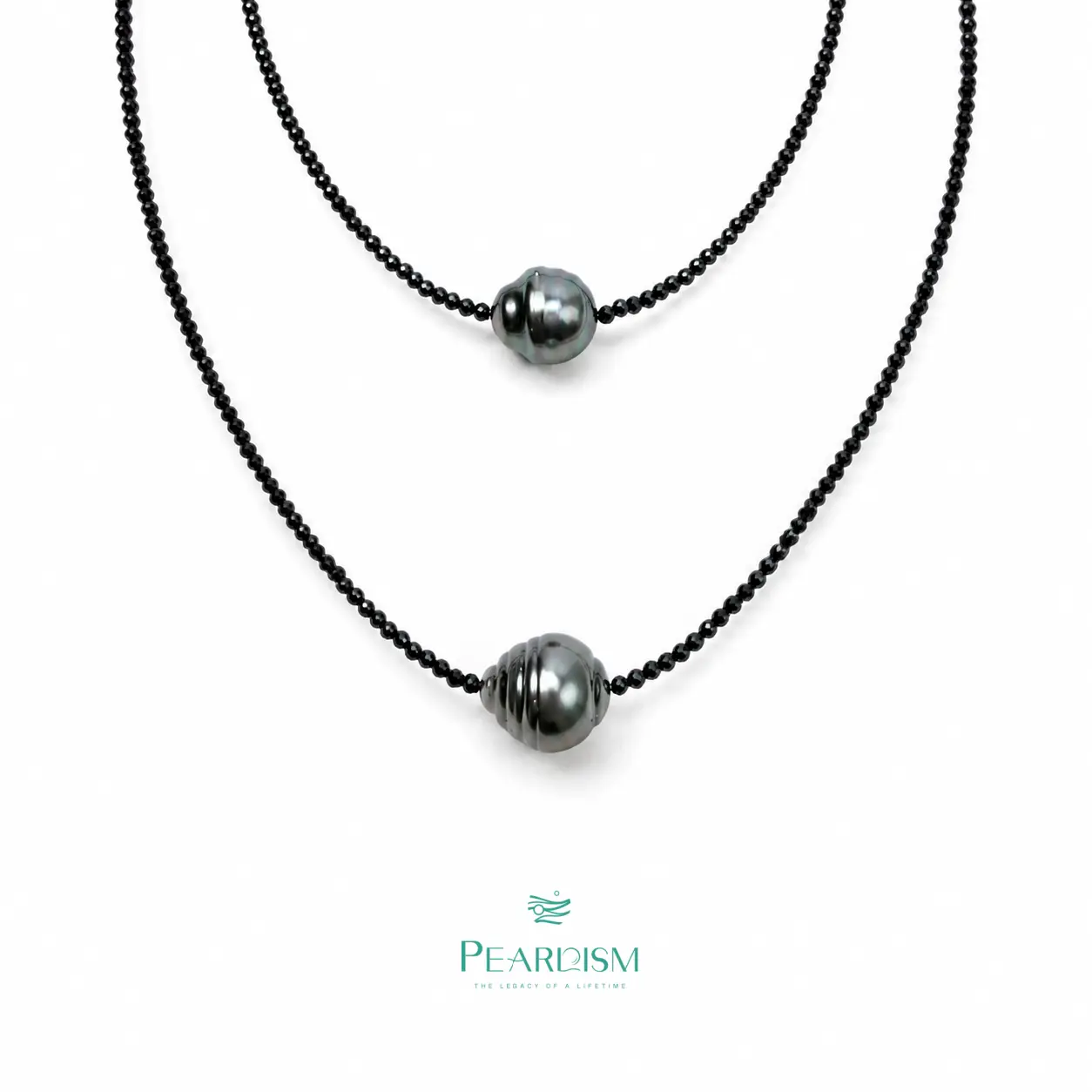 PEARLISM Black Tahitian Baroque Pearl Spinel Design Pearl Set-ASBS006