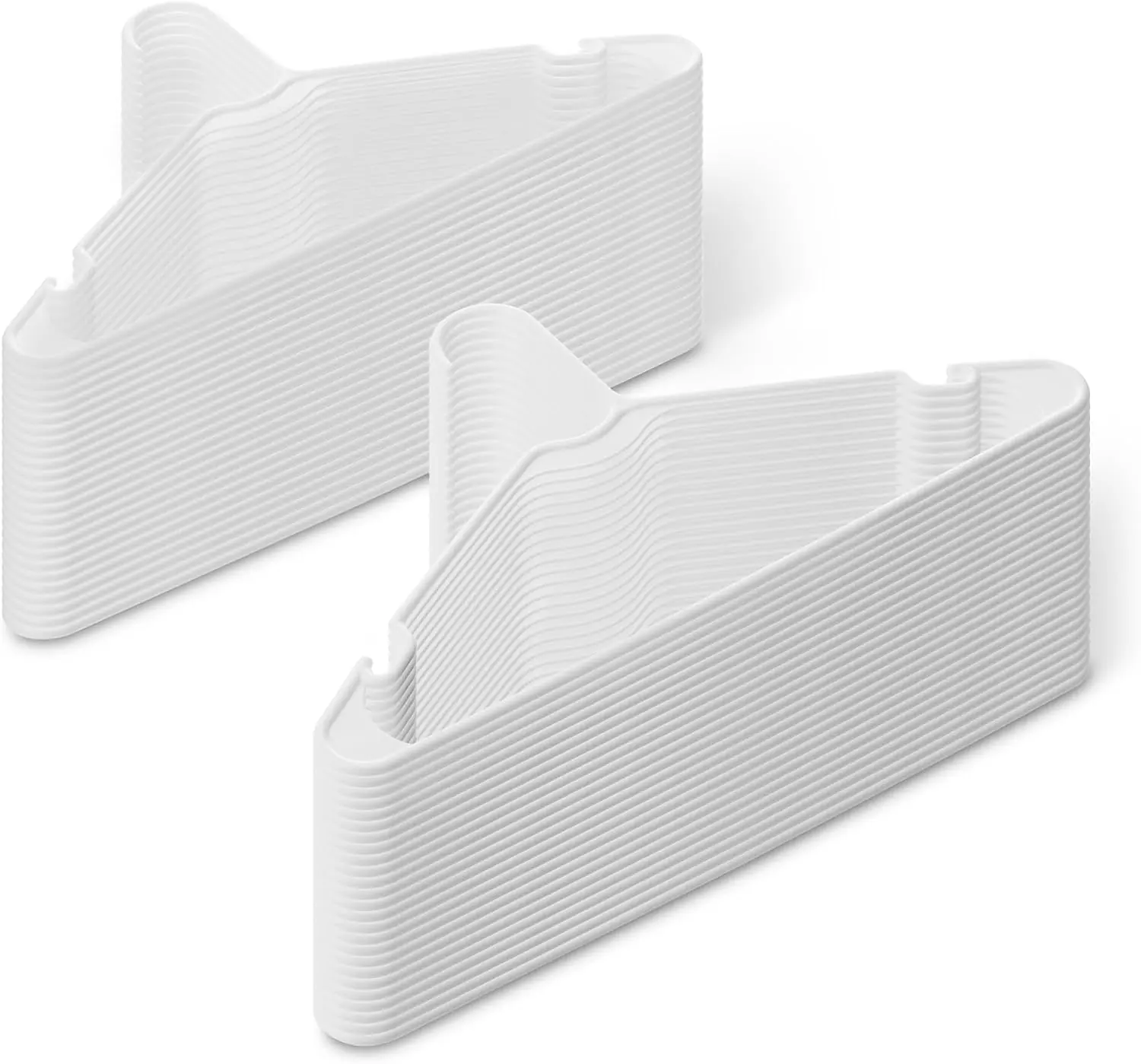 Space Saving Plastic Clothes Hangers, Sturdy Closet Organizer for Shirts and Jackets, Adult Size, White, 50-Pack