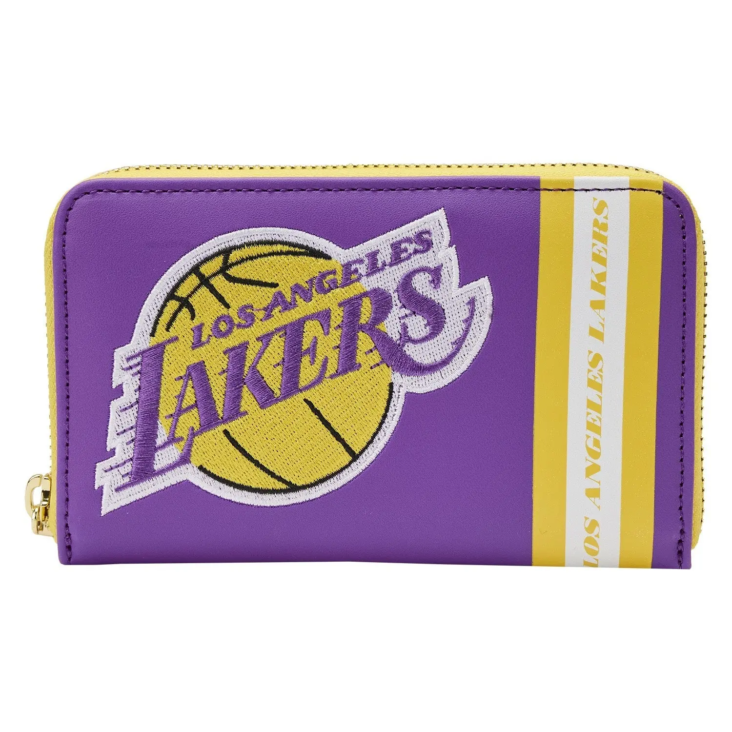 NBA Los Angeles Lakers Wallet with Embroidered Patches, Men's Vegan Leather Zip Around Card Holder, Collectible Fan Merch, Collectibles
