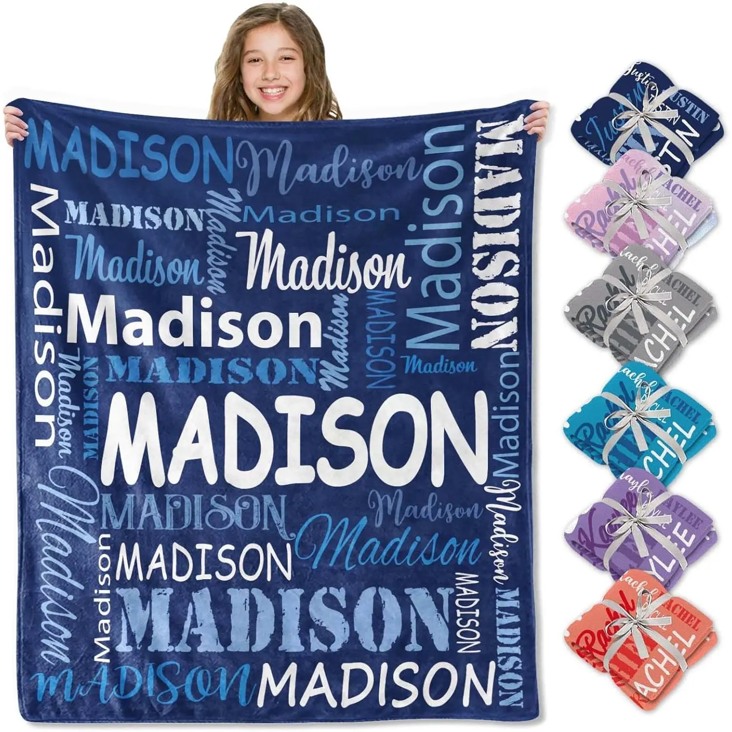 Click "Chat" to contact me and send the desired customized name.,Personalized Blankets and Throws Custom Blanket with Name Customized Flannel Blanket for Kids Christmas Blanket Gifts for Teen Girls Boys