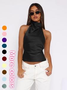 women's solid color crop tank top, casual minimalist sleeveless top for summer, women's clothing for daily wear, womenswear, elegant classy tops, fitted