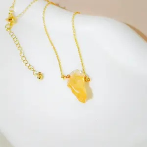 Raw Crystal Pendant Necklace – Gold Chain Gemstone Necklace