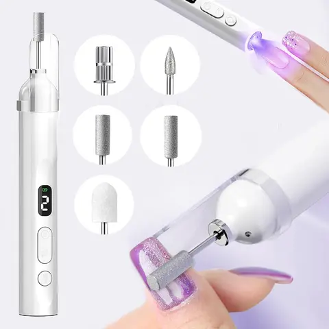 Rechargeable Electric Nail Drill Kit, Nail Drill Machine, 1 Set Portable Nail Polisher with Replacement Heads, Professional Manicure Nail Art Tool, Nail Supplies Equipment for Home & Salon Use, Nail Tools