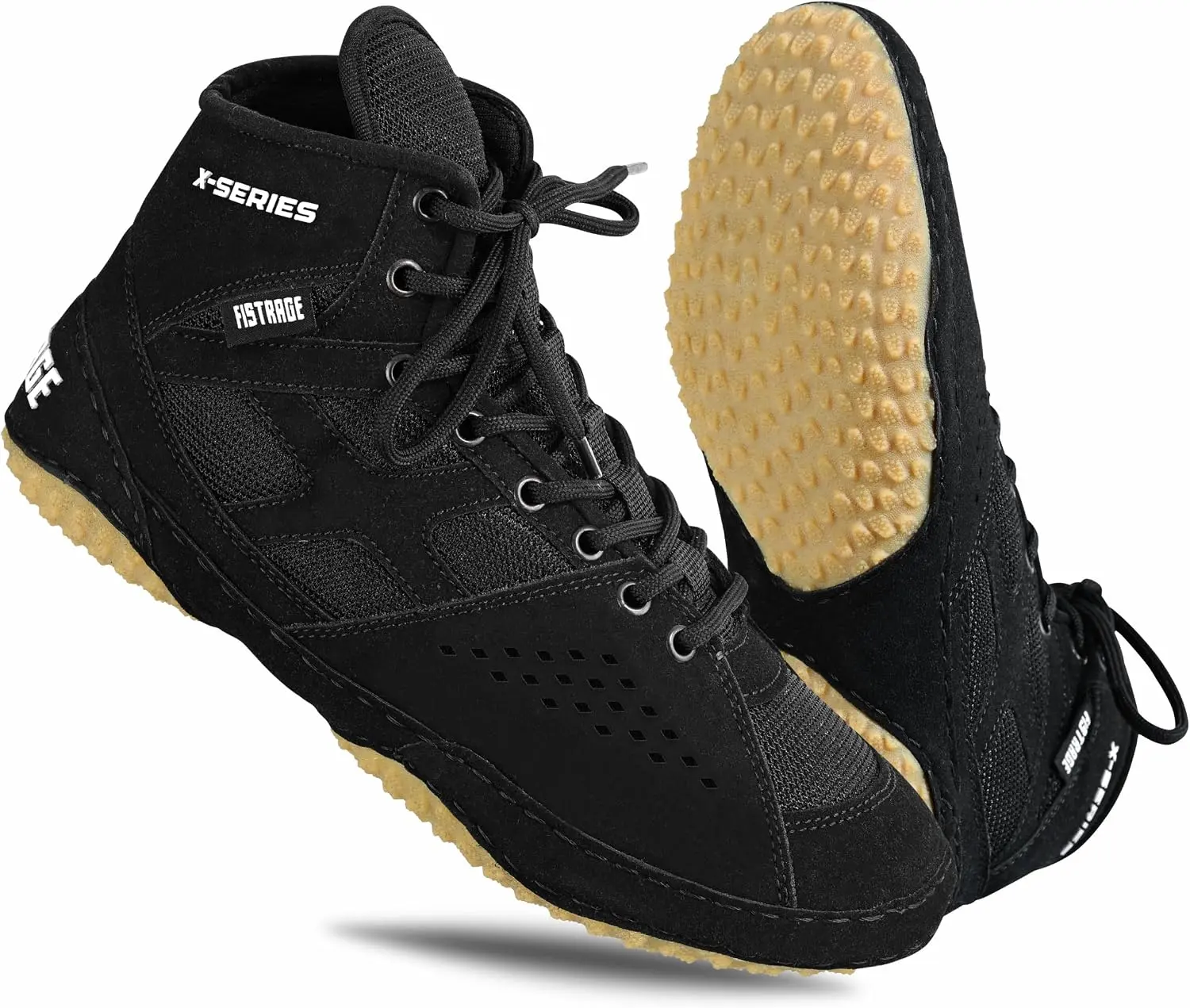 FISTRAGE Wrestling Shoes For Men, Women, Youth Lightweight Shoes Fighting Wrestling - AmmaraHide Seude with Rubber Sole, Sports Master Training Boots | Combat Footwear | Ventilated Design With Mesh | Pro Geniune Handmade Unisex Shoes