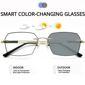 -Smart Progressive Glasses +1.00 to +7.00 – Auto Focus, Photochromic, Blue Light Blocking, Frameless & Ultra-Light – One Pair Does It All!