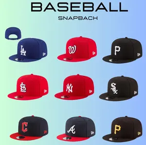 New Era MLB Snapback Baseball Cap – LA Dodgers NY Yankees Braves Pirates Adjustable Flat Brim Hat, Embroidered Team Logo Streetwear Fashion Cap for Men Women, Classic Hip Hop Sports Hat