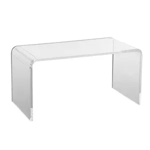 Acrylic Coffee Table with C-Shaped Clear End Table Design, 16.3-Inch High Transparent Side Table for Coffee, Drinks, Snacks, and Small Dishes, Suitable for Living Room, Balcony, Terrace, Courtyard, Patio