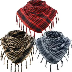 Shemagh Keffiyeh Head Neck Scarf Turban Unisex Arab Plaid Fringe Scarves with Tassel for Outdoor Limited Stocks - 3 Pieces Set Cotton Desert Scarf for Outdoor Adventures