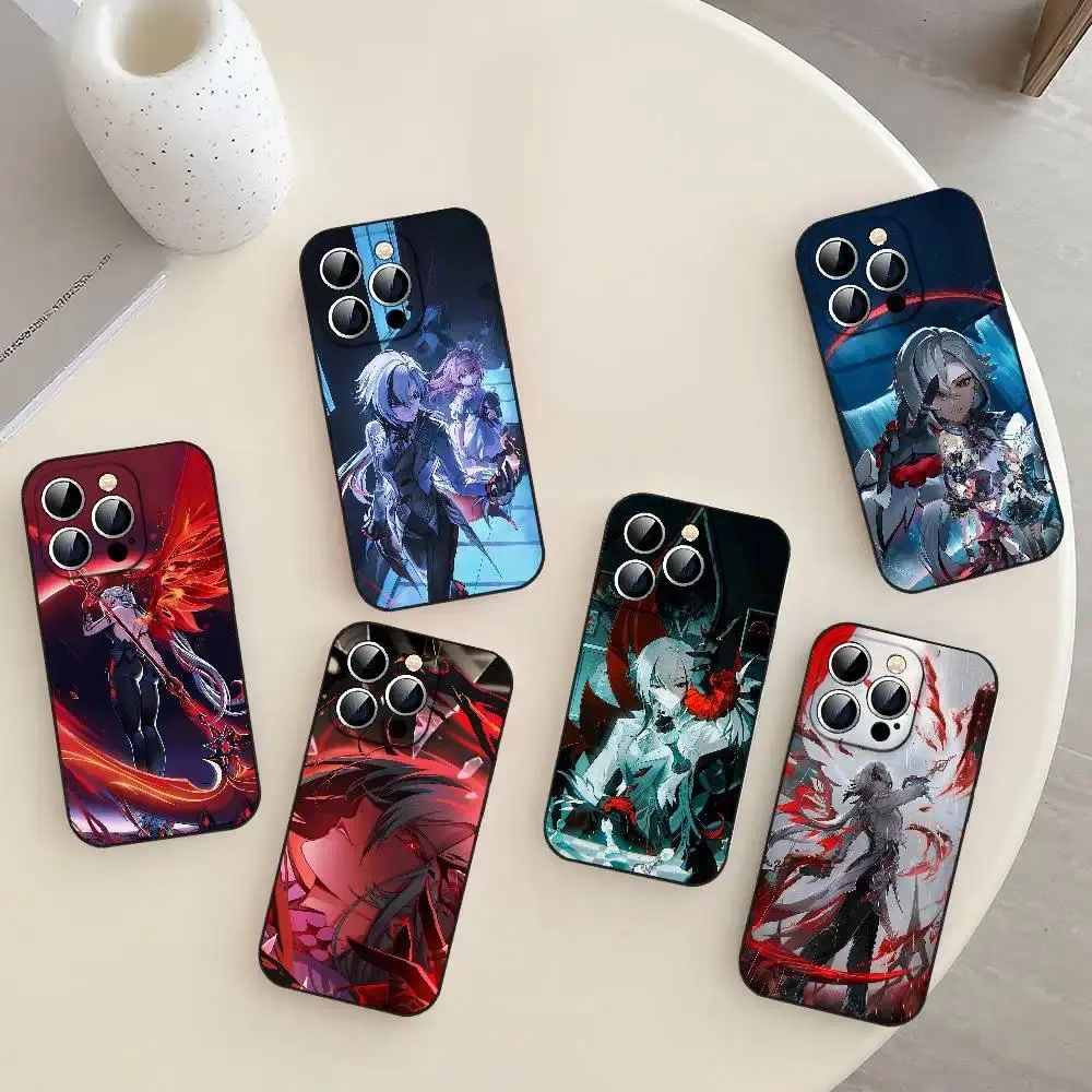 G-Genshin Impact A-Arlecchino Phone Case Soft TPU Skin-Friendly Shockproof Anime Cover For iPhone 11-17 Pro Max/Plus & Samsung Galaxy S23-S25