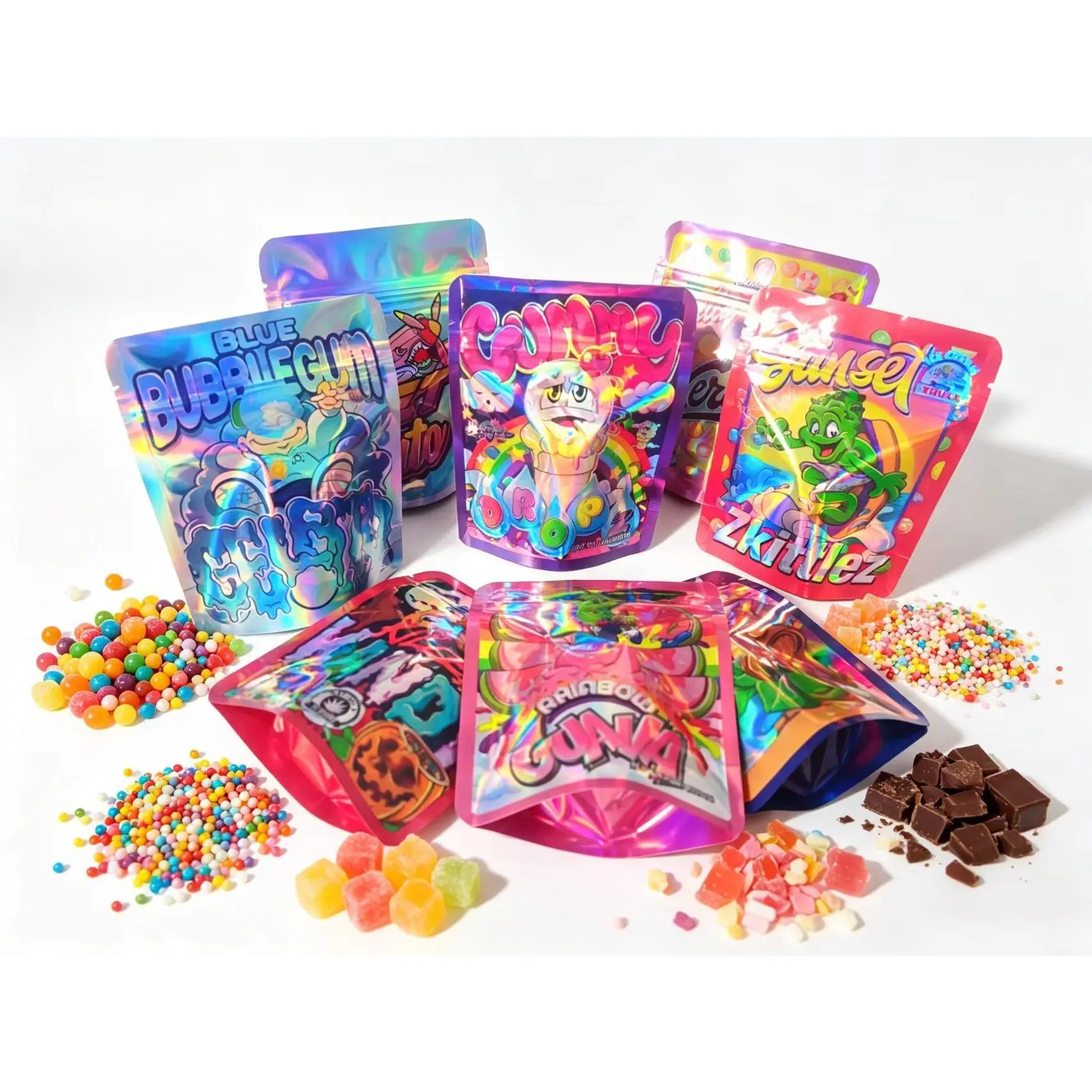 200 Pack 3D Laser Printed Decorative Gift Bags for Holiday & Birthday Gift Wrapping |     Party Supplies