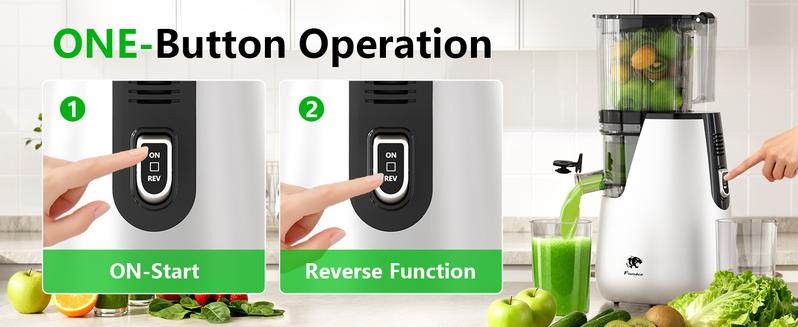 B11 Cold Press Juicer, 6" Extra Wide Feed Chute Slow Masticating Juicer Machine, Powerful AC Brushless Motor, Self Precut System, Easy to Clean, BPA-Free, Extra one Replace juicer strainer