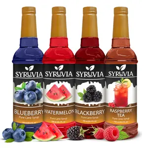 Syruvia Premium Fruit Flavor Pack – Blueberry, Watermelon, Blackberry & Raspberry Tea Flavored Syrup – Great for Cocktails, Mocktails, Lemonades & Iced Teas – 25.4 Fl oz Bottles (4 Pack)