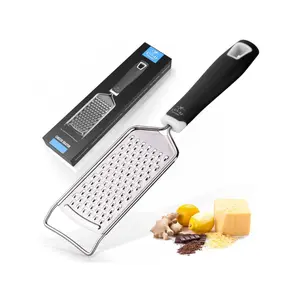Zulay Kitchen Professional Stainless Steel Cheese Grater - Sturdy Rust-Proof Zester with Handle for Cheese, Lemon, Garlic & Spices