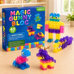 Squishy Jelly Building Blocks Toy Set, Soft Multi-Color Stacking Blocks for Kids, Safe Squeezable Sensory Play, Early Learning STEM Construction Toy Age 3+