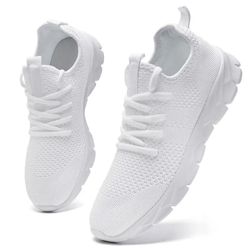 Men's Casual Lightweight Athletic Sneakers - Running, Walking, Fashion-Focused White Casual Trainers