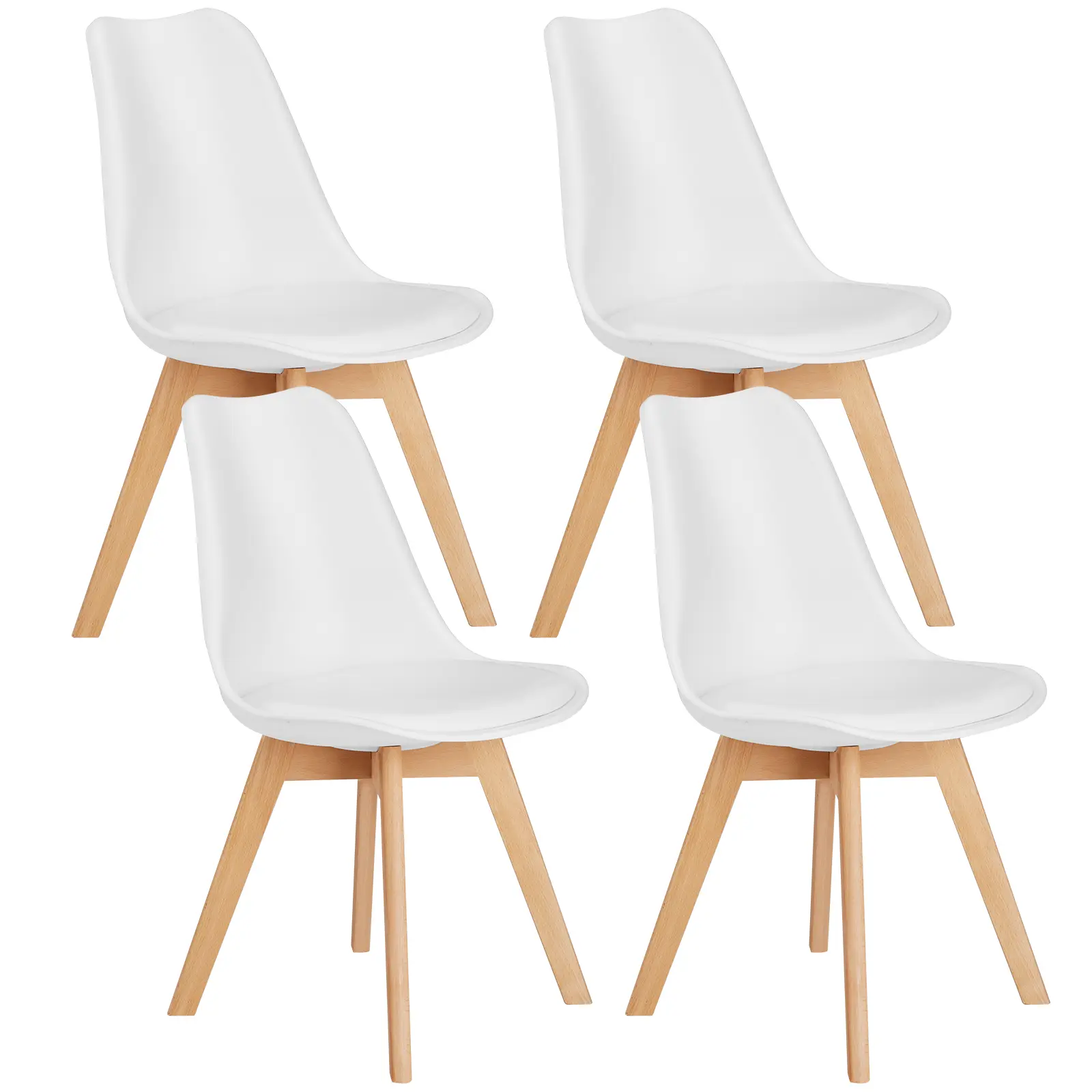 Dining Chairs Set of 4 Mid-Century Modern Dinning Chairs, Living Room Bedroom Outdoor Lounge Chair PU Leather Cushion and Wood Legs