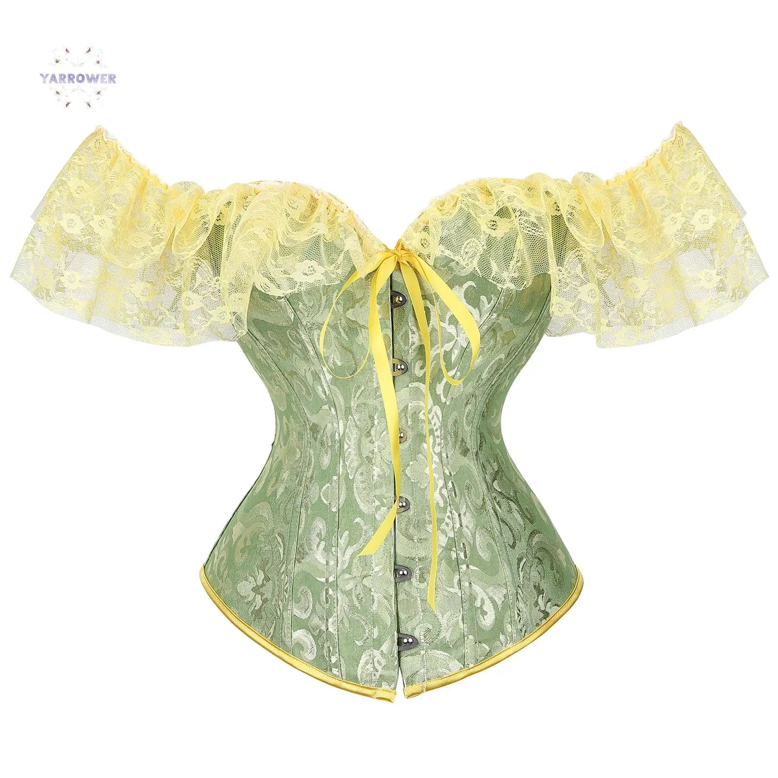 Female Smooth Polyester Lace Corset Top - 41-45 cm Waist Shaping Fishbone Bandage Drawstring, Push Up Bodysuit with Belt Accessories, Sexy Floral Design for Wedding Party & Everyday Wear, Personality Style, XXL Size, Soft Fabric Bottom Compatibility