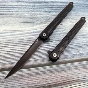 EDC folding pocket knife, with window breaker and internal lock, stainless steel blade, portable folding knife with leather case, essential tool for fruit cutting, camping barbecue, and outdoor fishing, strong and durable