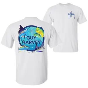 Guy Harvey Fish Collage T-Shirt, Vibrant Marine Life Graphic Tee, Soft Cotton Blend Shirt, Fishing Apparel for Men & Women, Outdoor Lifestyle Gift