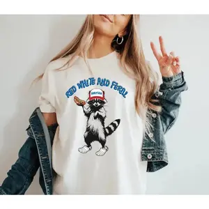 Red White & Feral T-Shirt – Funny 4th of July USA Tee |   Independence Day Shirt