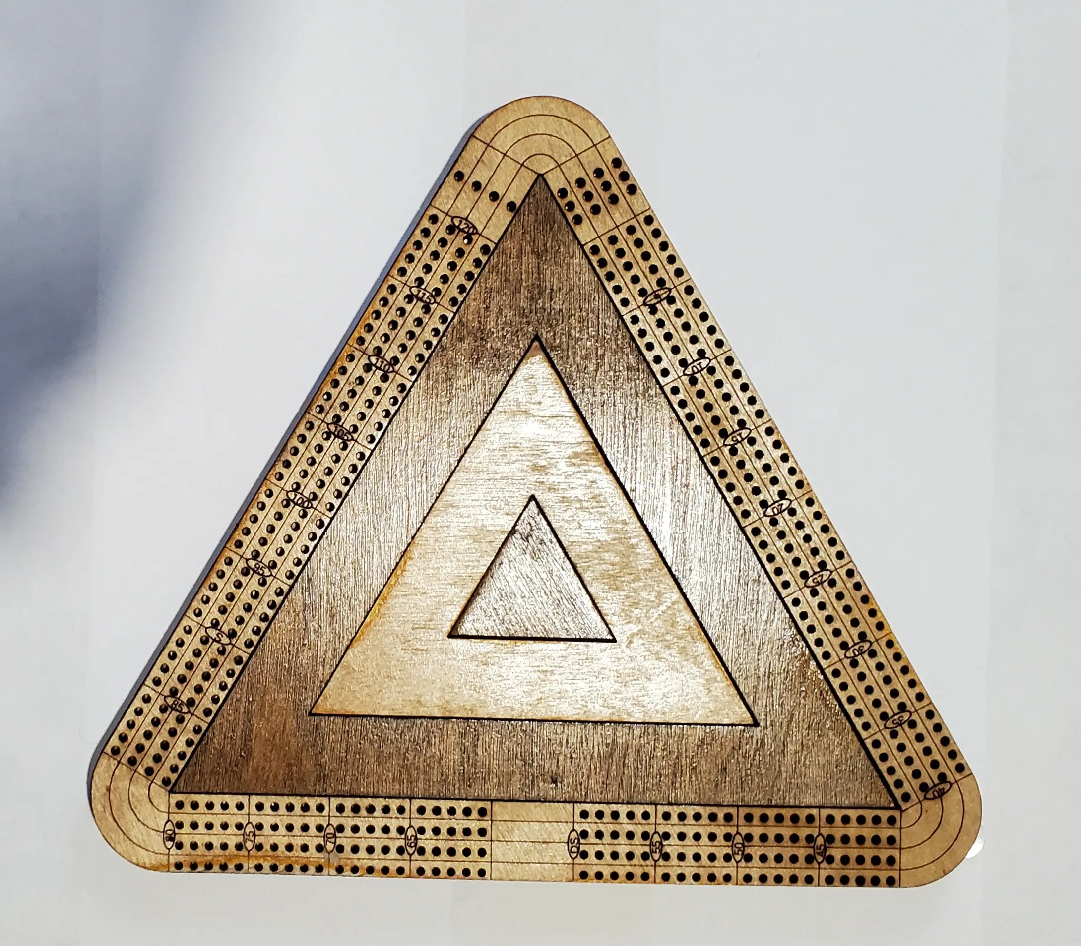 Travel Sized 4 Lane Cribbage Board - Triangle